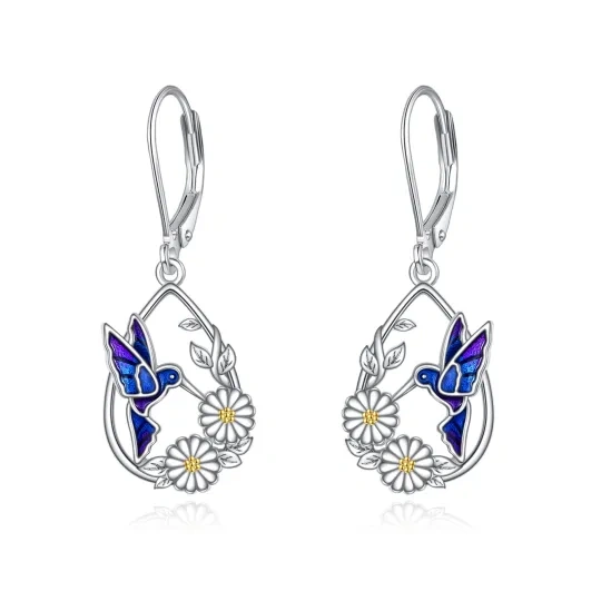 Kolibri-Tropfenohrringe mit Gänseblümchen aus 925er Sterlingsilber, Geschenke für Frauen zum Muttertag