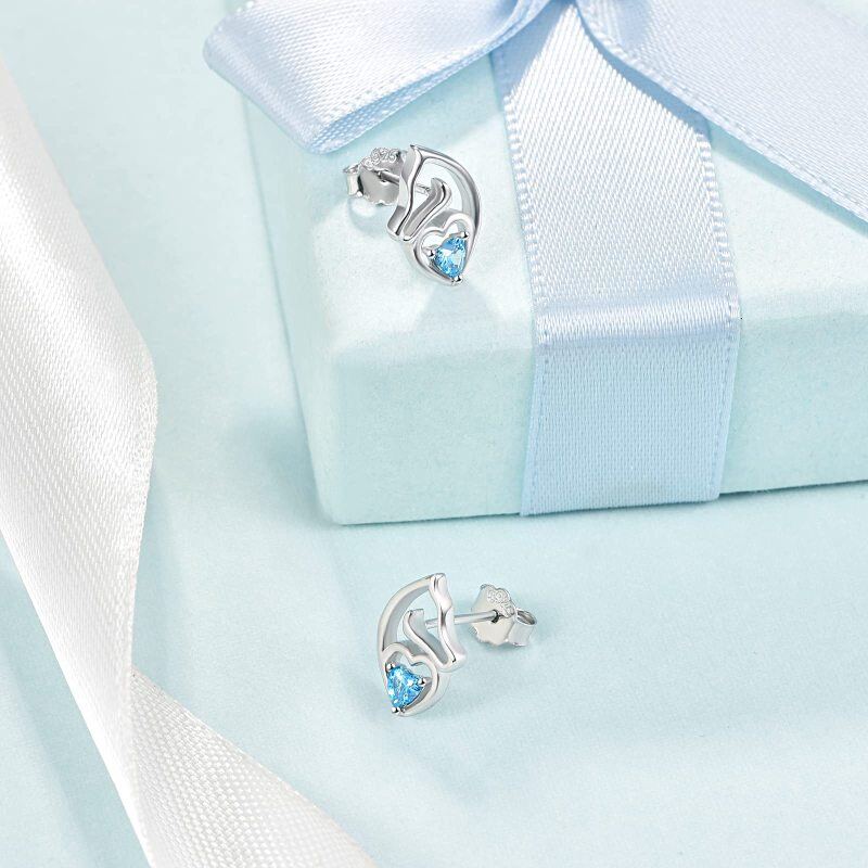 Boucles d'oreilles à tige en argent sterling et oxyde de zirconium en forme de cœur de cheval-4