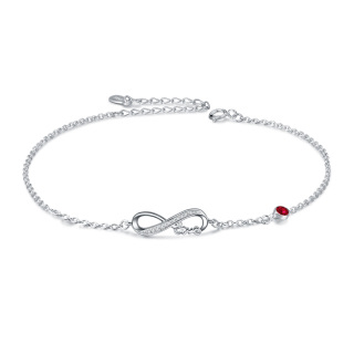 Infinity Anklet in Sterling Silver with Crystal as Gifts for Women-5