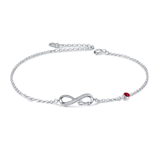 Infinity Anklet in Sterling Silver with Crystal as Gifts for Women