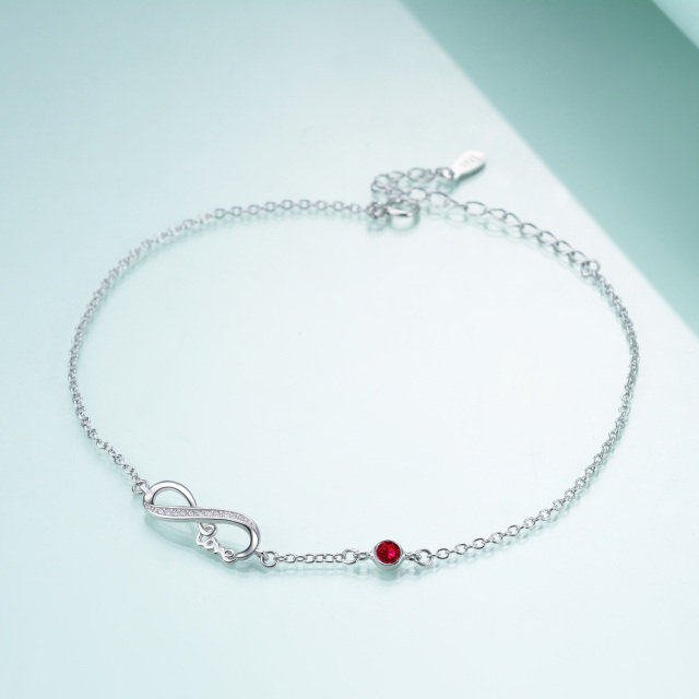 Infinity Anklet in Sterling Silver with Crystal as Gifts for Women-3