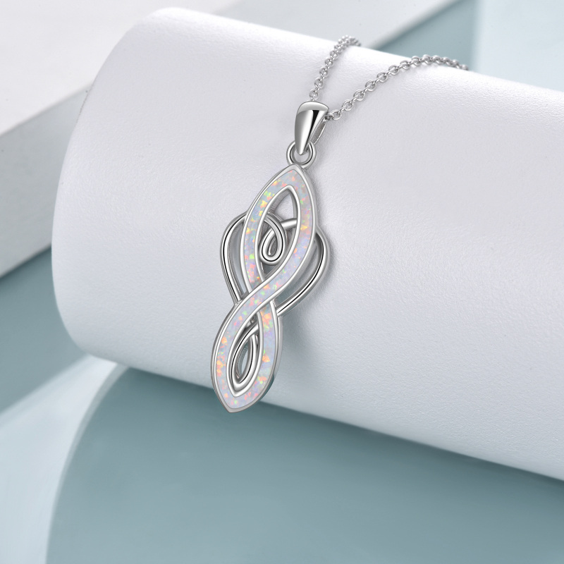 Sterling Silver Opal Heart Infinity Symbol Pendant Necklace for Women-3