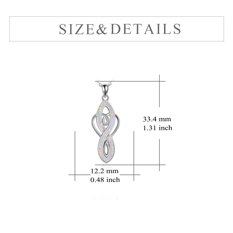 Sterling Silver Opal Heart Infinity Symbol Pendant Necklace for Women-5