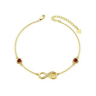 Infinity Symbol Heart White Gold Plated Sterling Silver Zircon Anklet for Women-19