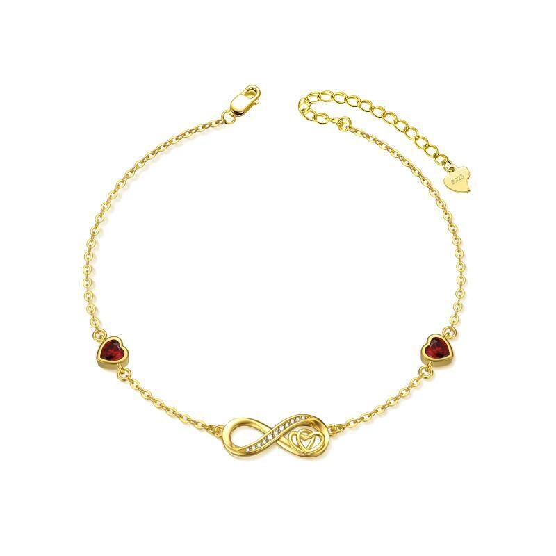 خلخال من الفضة الإسترليني مطلي بالذهب الأبيض مرصع بالزركون على شكل قلب رمز اللانهاية للنساء-18