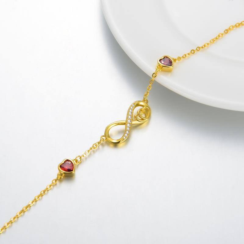 Tobillera de plata de ley con circonita y símbolo de infinito en forma de corazón, bañada en oro blanco, para mujer-3