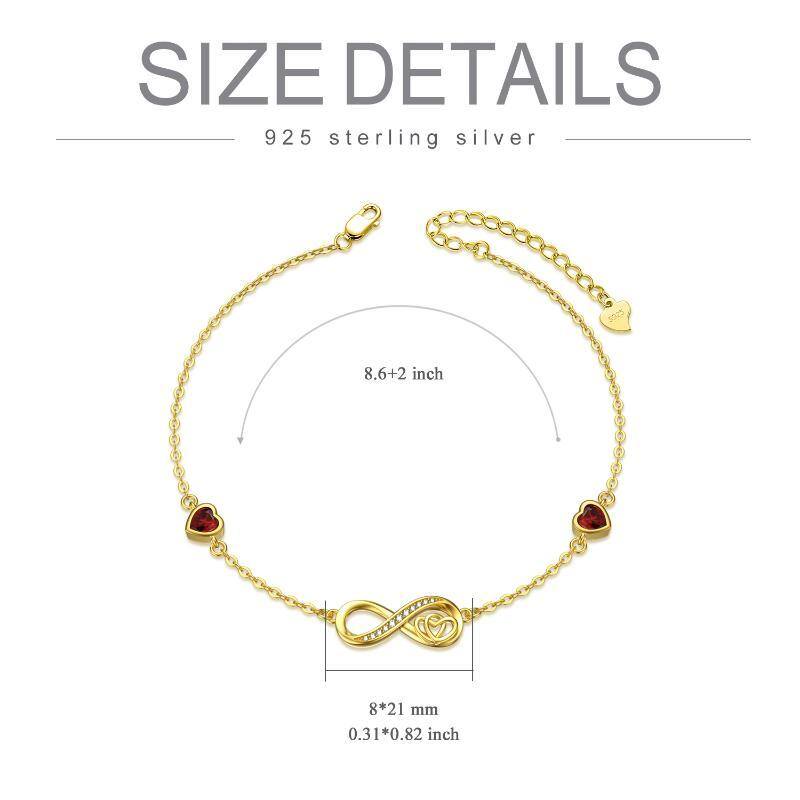 Infinity Symbol Heart White Gold Plated Sterling Silver Zircon Anklet for Women-5