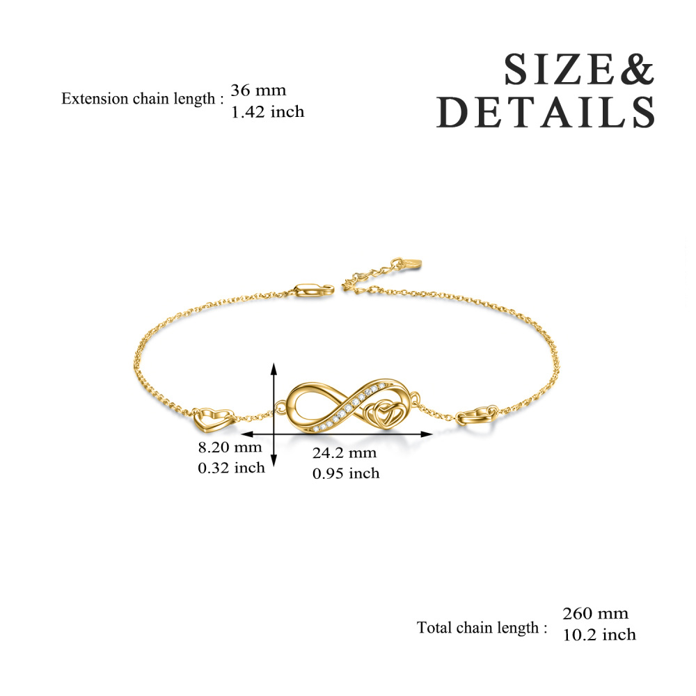 Infinity Symbol Heart White Gold Plated Sterling Silver Zircon Anklet for Women-14