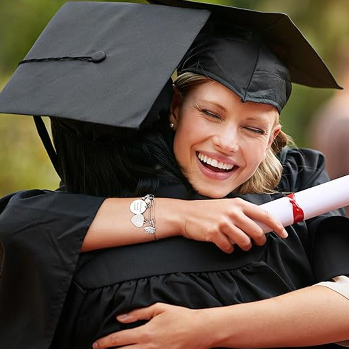 Sterling Silver Inspirational Graduation Bracelet With Grad Cap She Believed She Could So She Did For Women-2