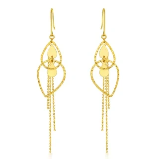 18K Gold Oval Shaped Drop Earrings-31