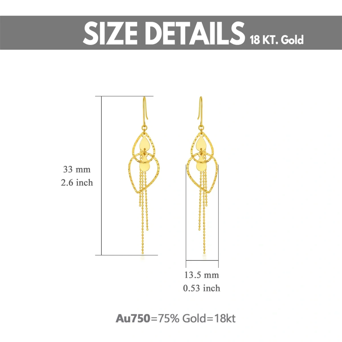 10K Gold Oval Shaped Drop Earrings-4