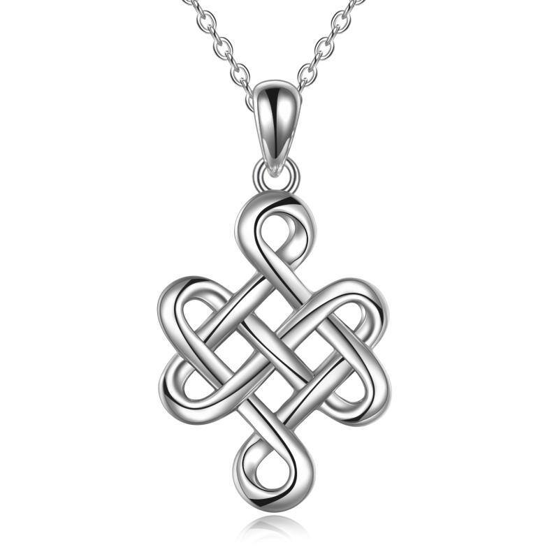 Irish Celtic Knot Cross Pendant Necklace 925 Sterling Silver Good Luck Polished Jewellery-16