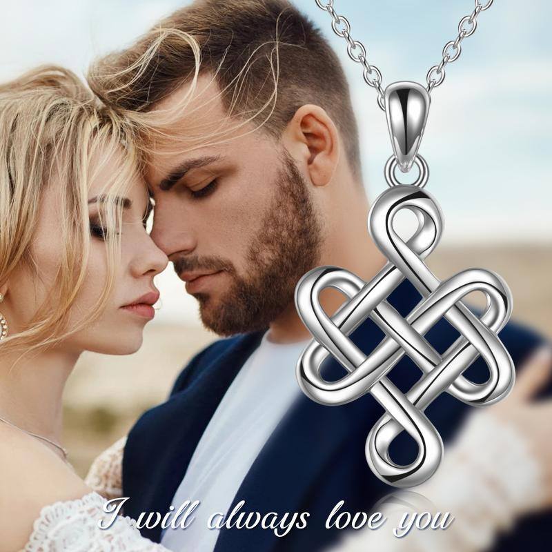 Irish Celtic Knot Cross Pendant Necklace 925 Sterling Silver Good Luck Polished Jewellery-5