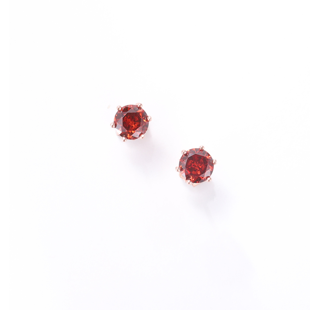 Sterling Silver with Rose Gold Plated Cubic Zirconia Stud Earrings-1