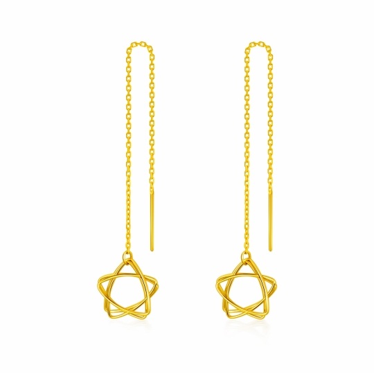 10K Gold Star Drop Earrings