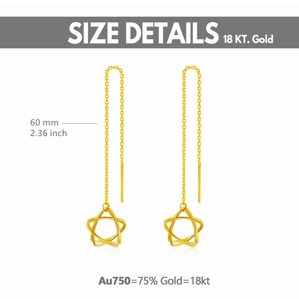 18K Gold Star Drop Earrings-5