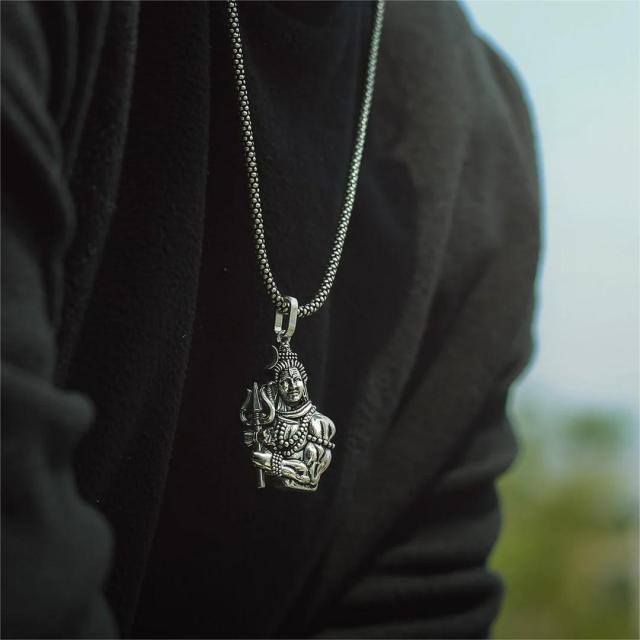 Pendentif Seigneur Shiva avec chaîne en argent ✨-1