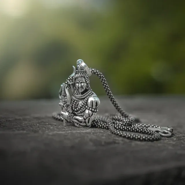 Lord Shiva Pendant With silver Chain ✨-2