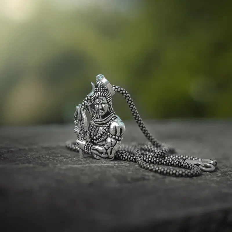 Lord Shiva Pendant With silver Chain ✨-2