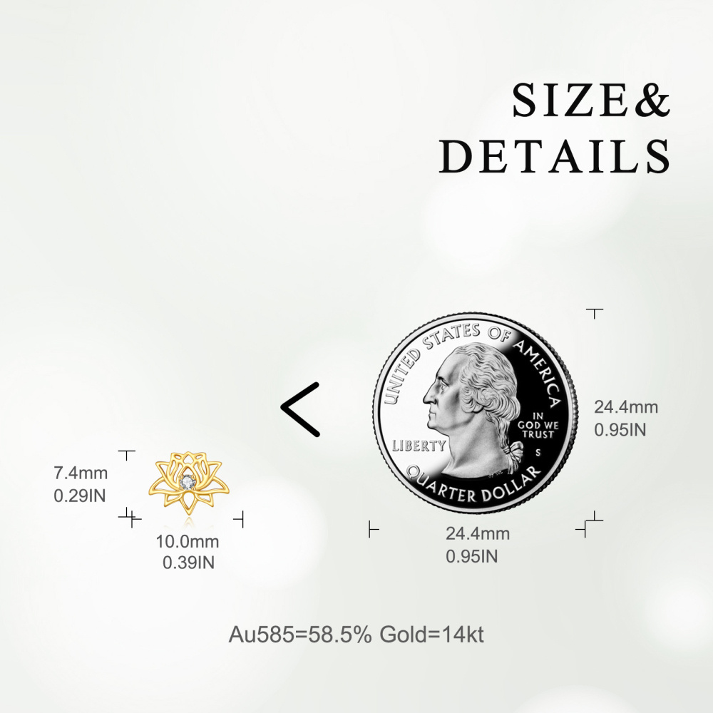 10K Gold Moissanite Lotus Stud Earrings-3