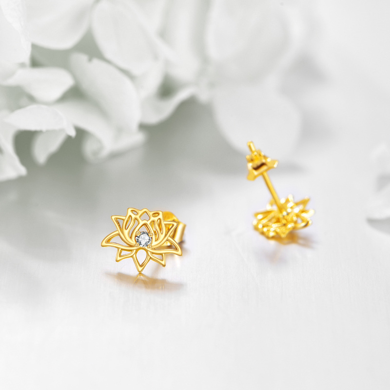 14 Karat Gold-Moissanit-Lotus-Ohrstecker-4