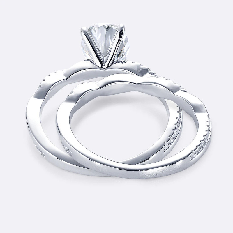 Ensemble de mariage en or blanc 10K avec moissanite taillée en ovale de 1 à 6 CT-5