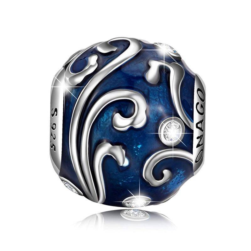 Sterling Silver Cubic Zirconia Round Bead Charm-6