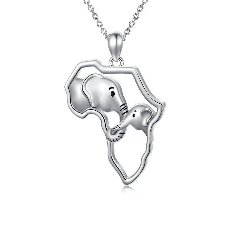 2 pendentifs porte-bonheur en argent sterling 925 avec éléphant carte africaine pour femme-1