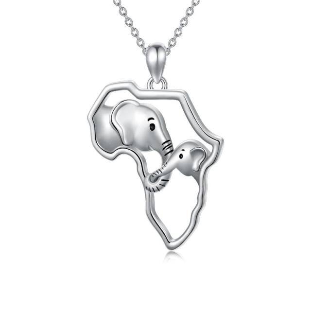 2 collar con colgantes de plata de ley 925 con diseño de elefante africano de la suerte para mujer-1