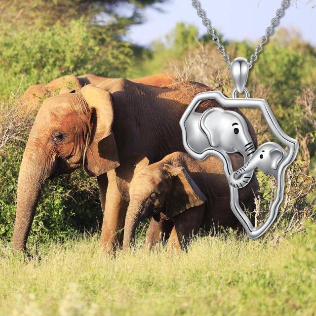 2 fortunati mappa africana Elefante 925 argento sterling ciondoli collana di fascino per le donne-5