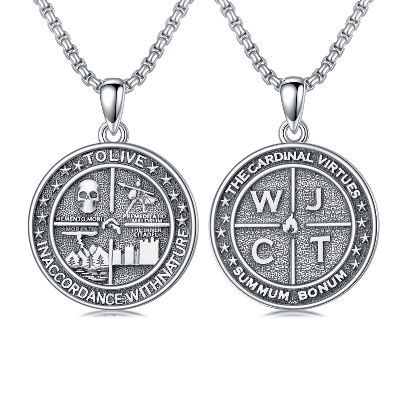 Colar Memento Mori S925 Amor Fati Estóico Quatro Virtudes Natureza Joias Estoicismo Presentes-1