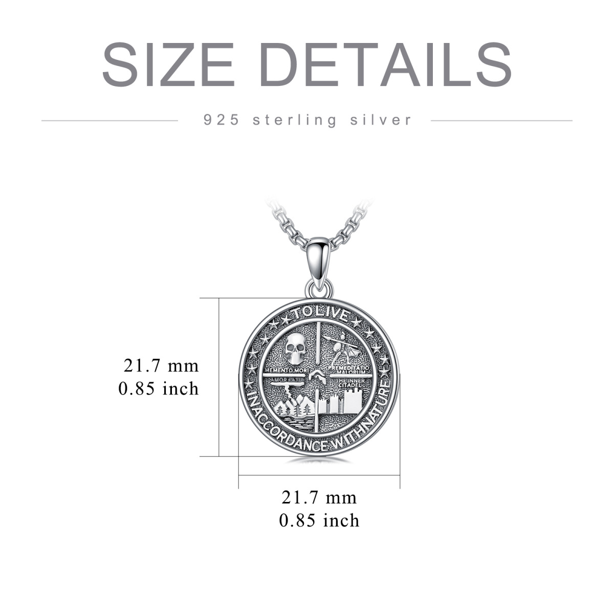 Collana Memento Mori S925 Amor Fati Stoico Quattro Virtù Gioielli naturali Stoicismo Regali-6