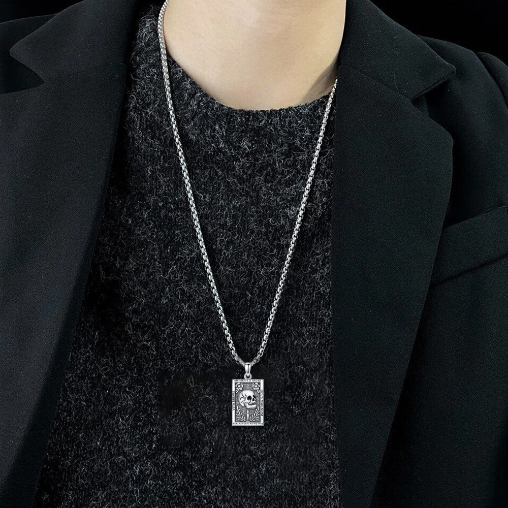 Collana Memento Mori Collana con teschio in argento sterling 925 Gioielli stoici Regali stoicismo-2