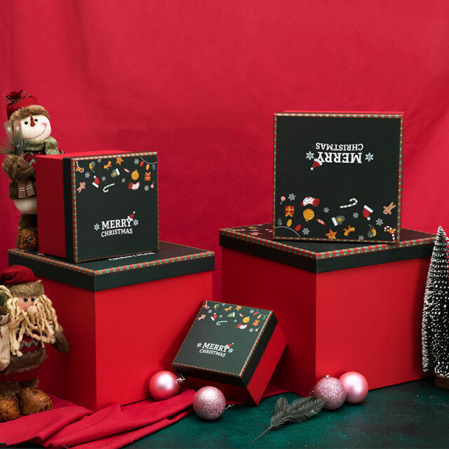 Merry Christams Red Black Gift Box Caixa de joias para ela-2