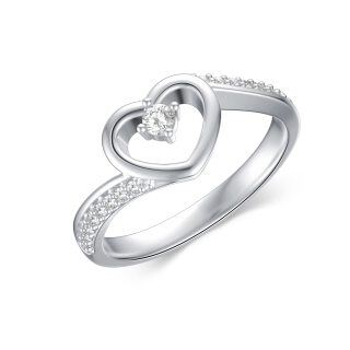 Moissanite Heart Eternity Engagement Wedding Ring In Sterling Silver Style 2-18