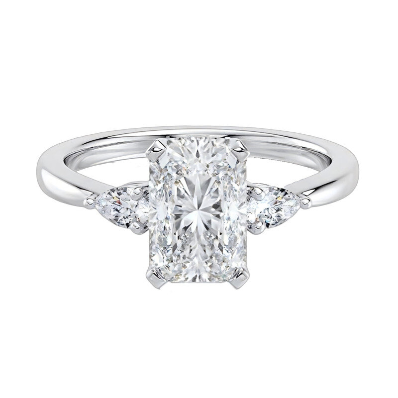 10K White Gold 1 to 3.5 CT Radiant Cut Lab Created Diamond Custom Engagement Ring D Color VVS1-VS1 Clarity 3EX IGI Certified-2