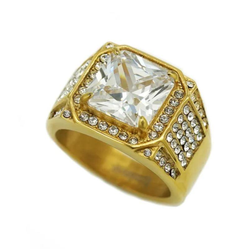 Bague pour homme en or 10K avec moissanite taillée princesse-17
