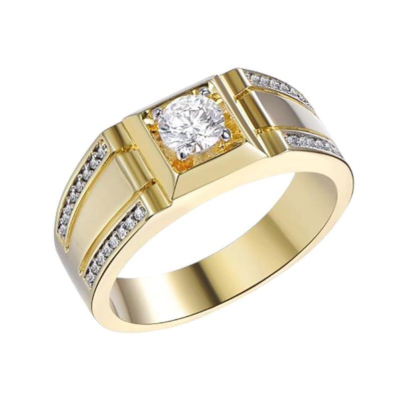 Bague en or 14K avec moissanite taillée ronde de 2 CT pour hommes-13