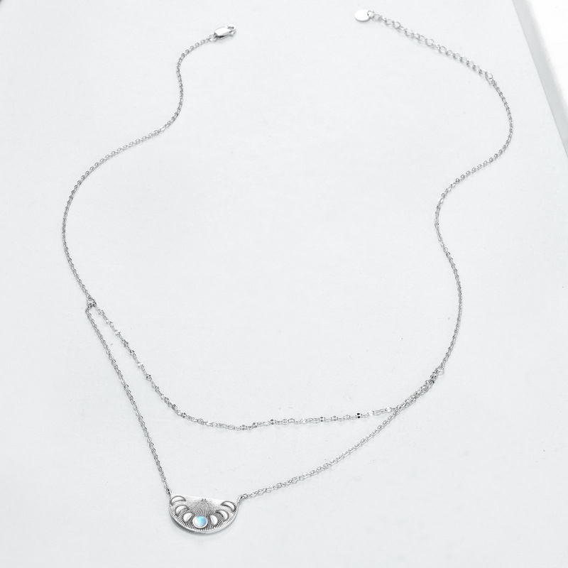 Collana a strati con pietra di luna in argento sterling per donna-3