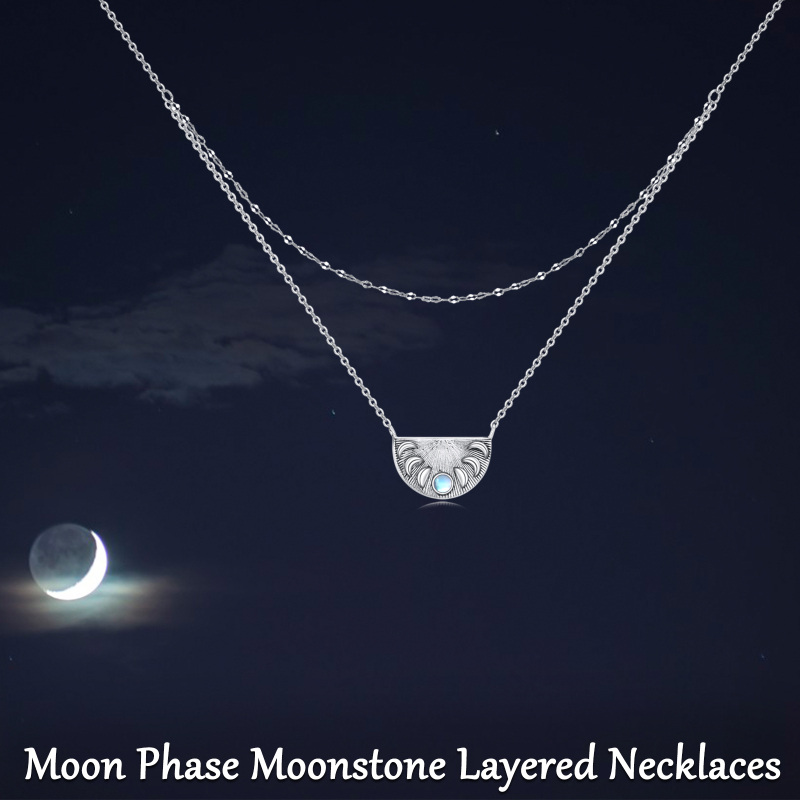 Collana a strati con pietra di luna in argento sterling per donna-6