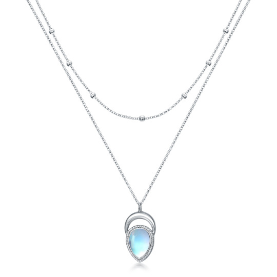 Collier en argent sterling avec pendentif en pierre de lune pour femme