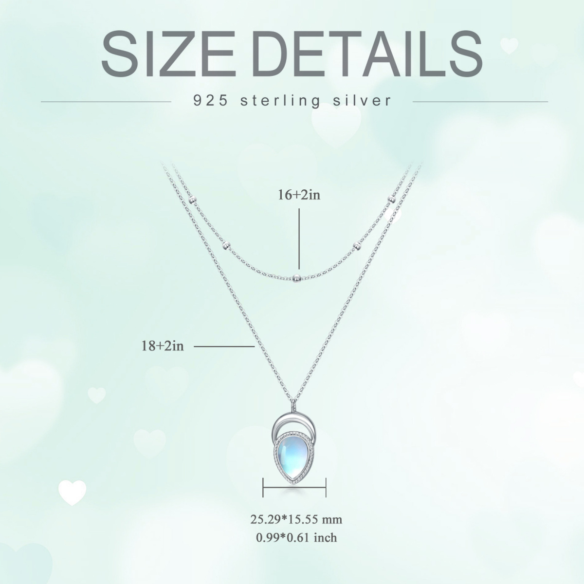 Sterling Silver Moonstone Drop Layered Necklace for Women-5