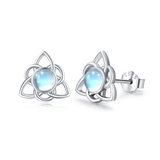 Sterling Silver Moonstone Celtic Knot Stud Earrings-32