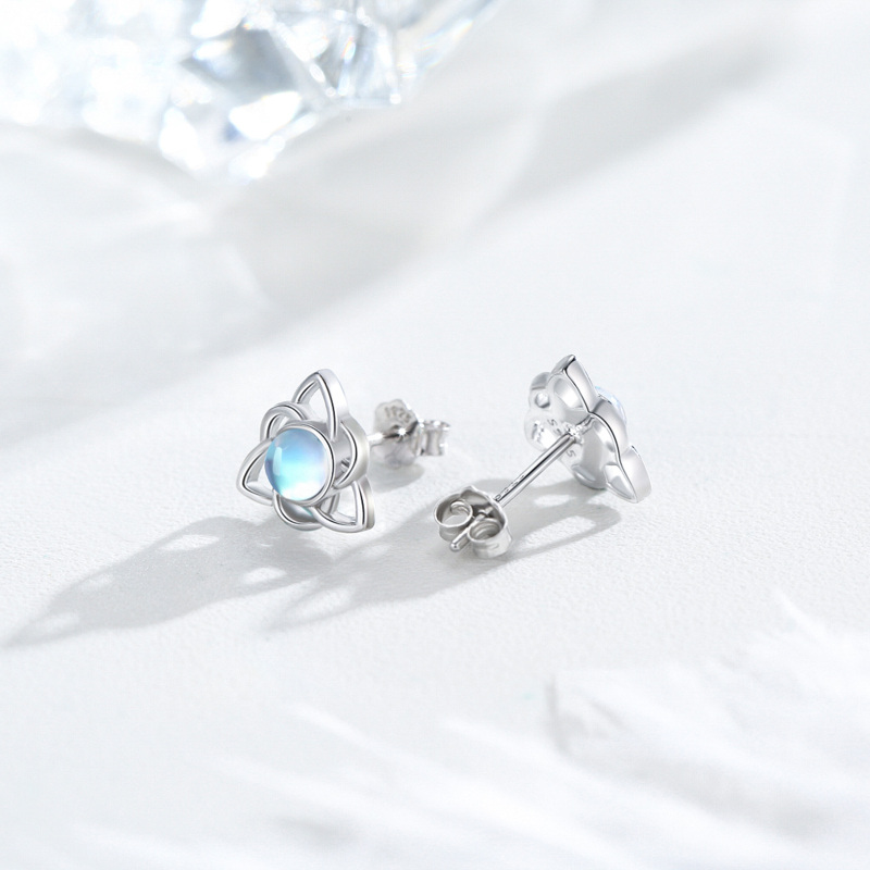 Sterling Silver Moonstone Celtic Knot Stud Earrings-4