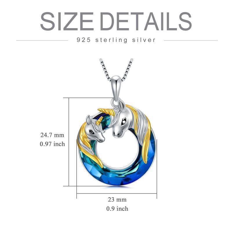 Sterling Silver Two-tone Unicorn Crystal Pendant Necklace-5