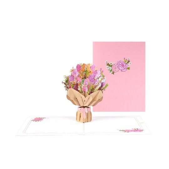 Carte de bouquet de fleurs 3D pour la fête des mères