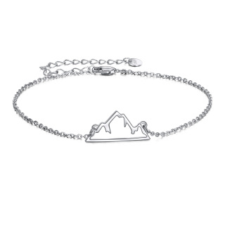 Sterling Silver Mountains Pendant Bracelet-20