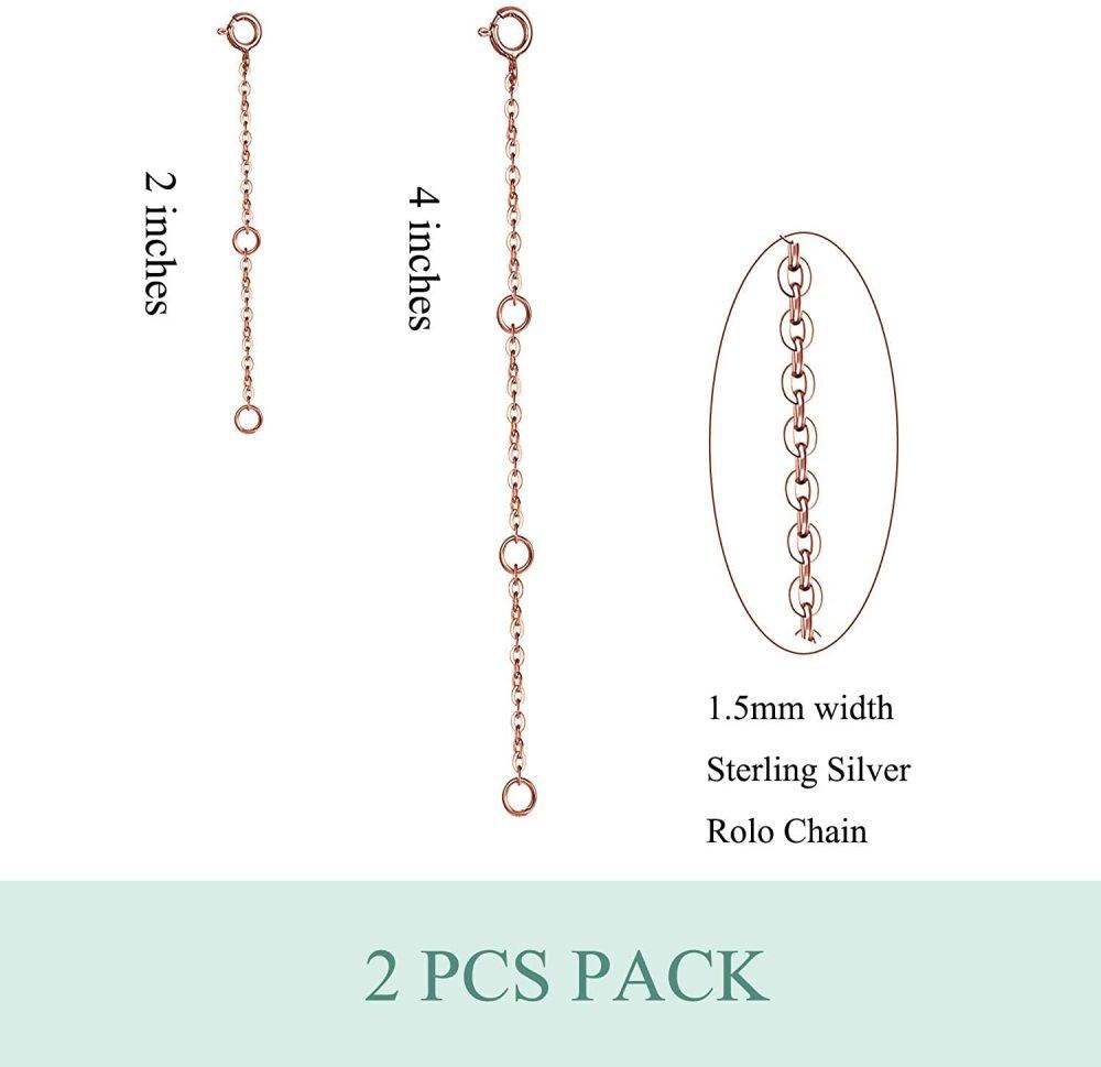 Extensores de collar, cadena de plata de ley, pulsera, tobillera-3