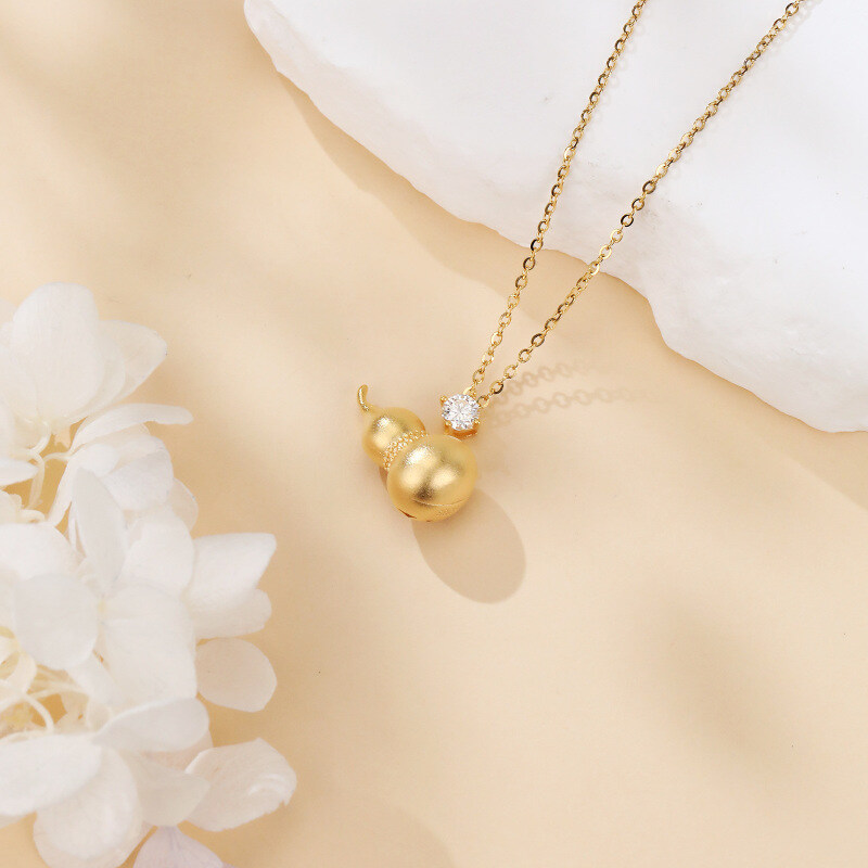 14K Gold Moissanite Pendant Necklace-4