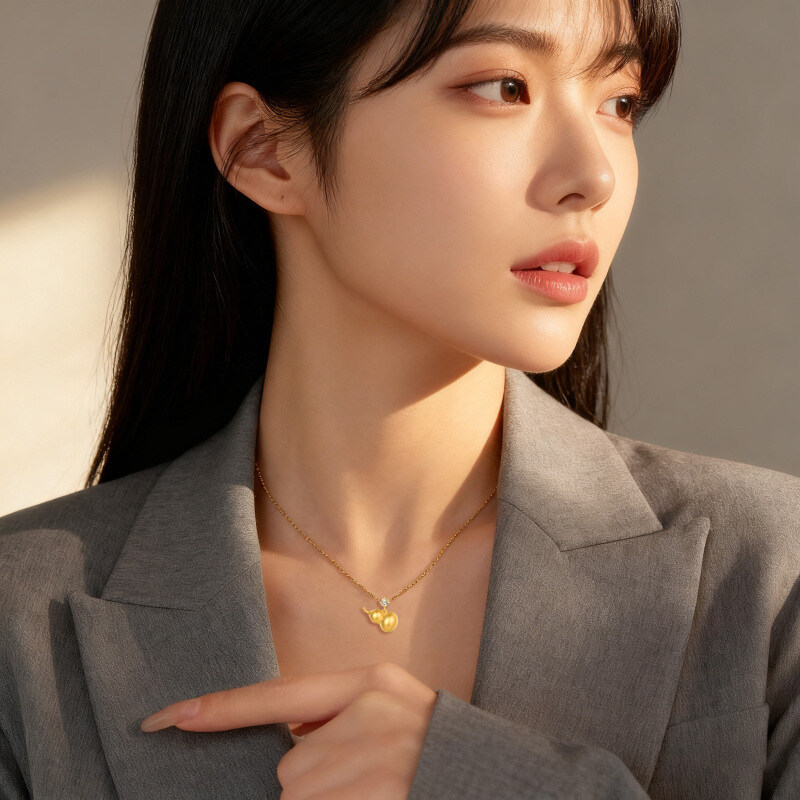 14K Gold Moissanite Pendant Necklace-2